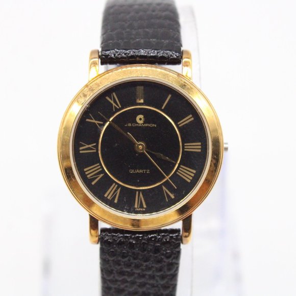 Vintage J.B Champion Watch Womens Gold Tone Stainless Steel Classic Leather Band - Picture 2 of 9
